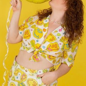 Keith Kelly smiley face silk handmade shirt